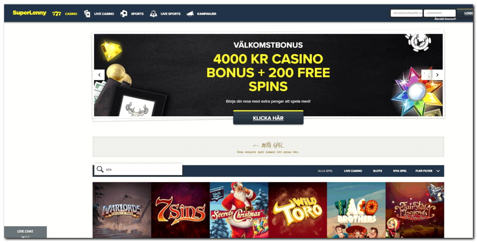 475% Match at a Casino at Casino Luck