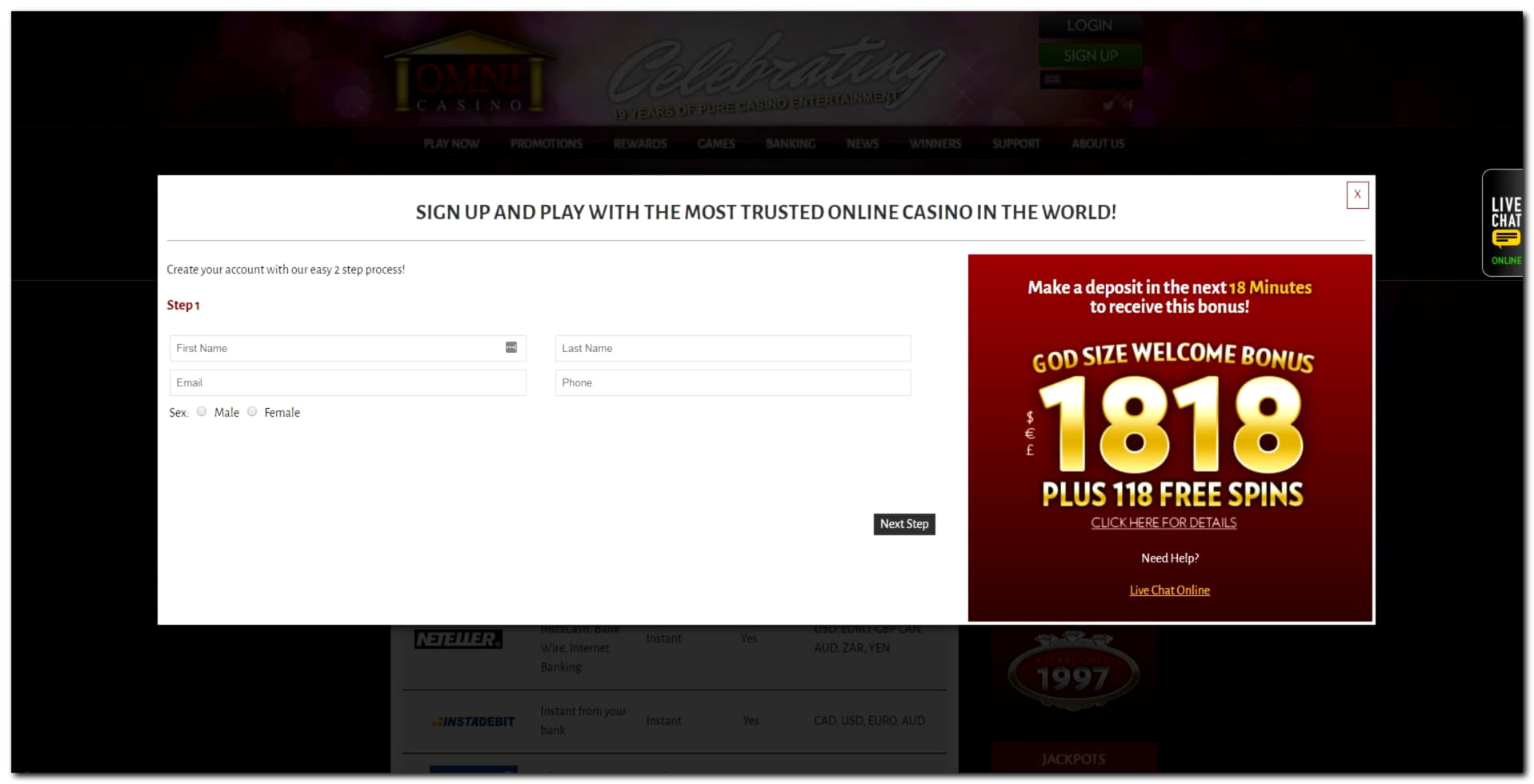 £465 free chip at Karamba Casino